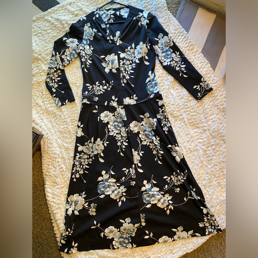 Blue long floral dress